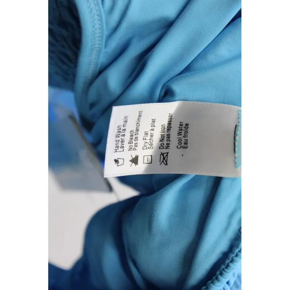 L Space Womens Smocked Barlette Bikini Bottoms Blue Size Small